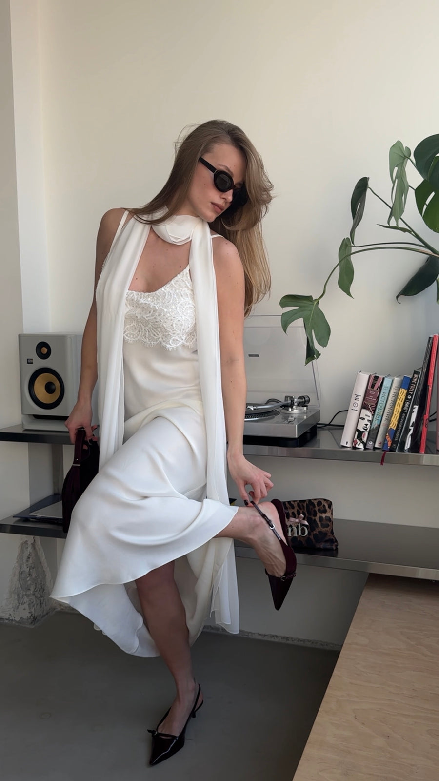 Slip dress with a shawl