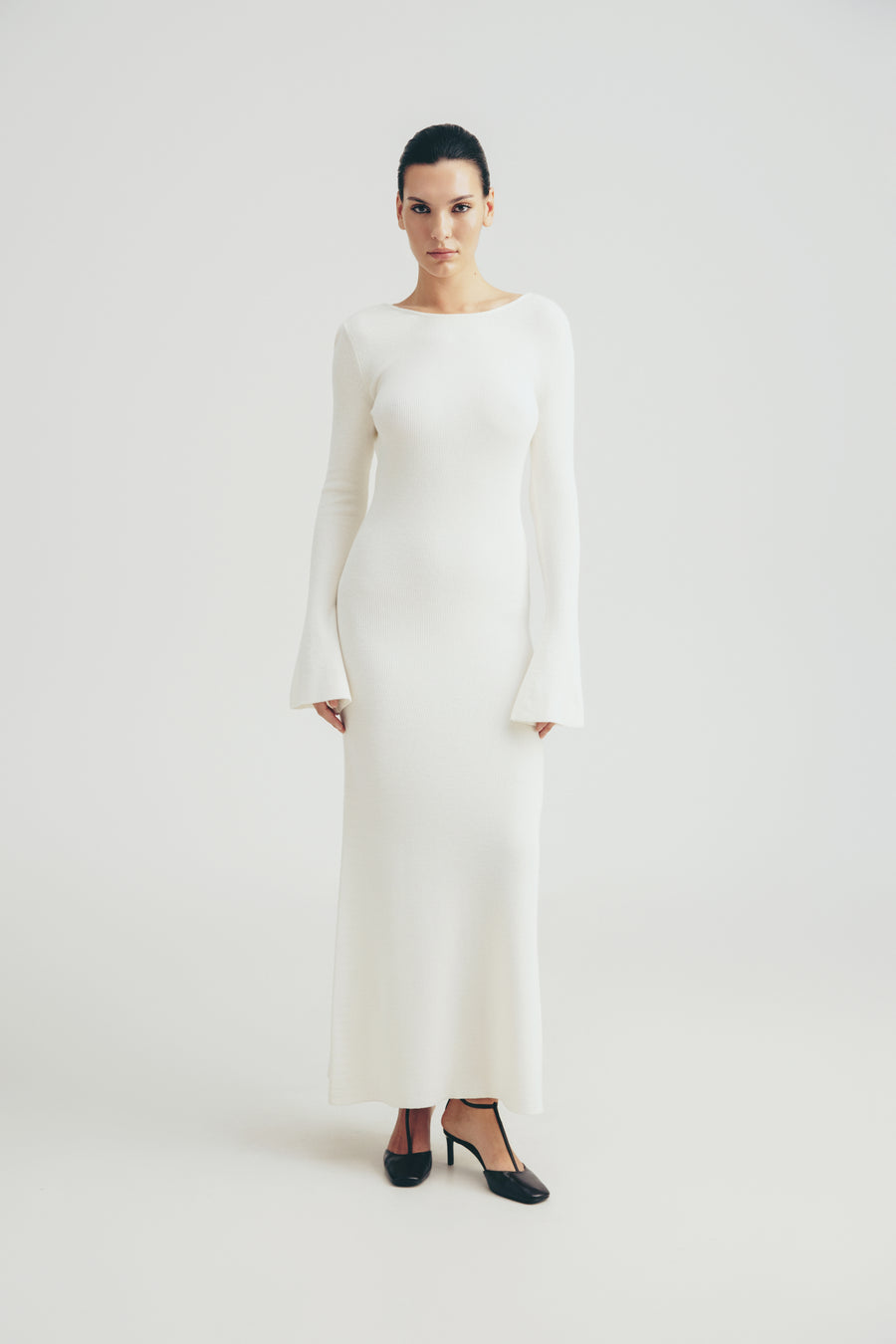 Knitted midi dress TOTAL WHITE Knitted midi dress TOTAL WHITE