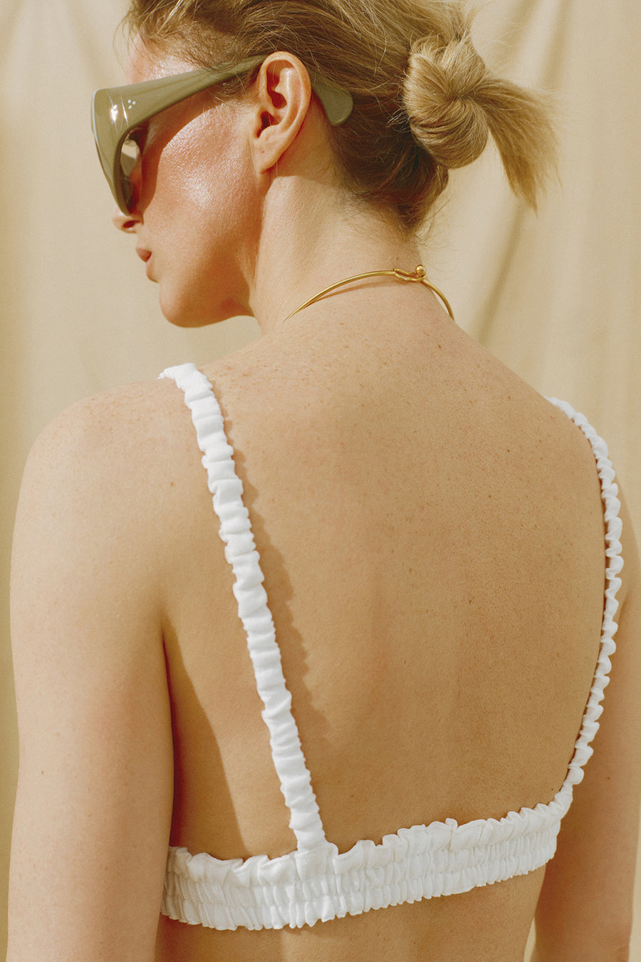 Linen top with textured bra