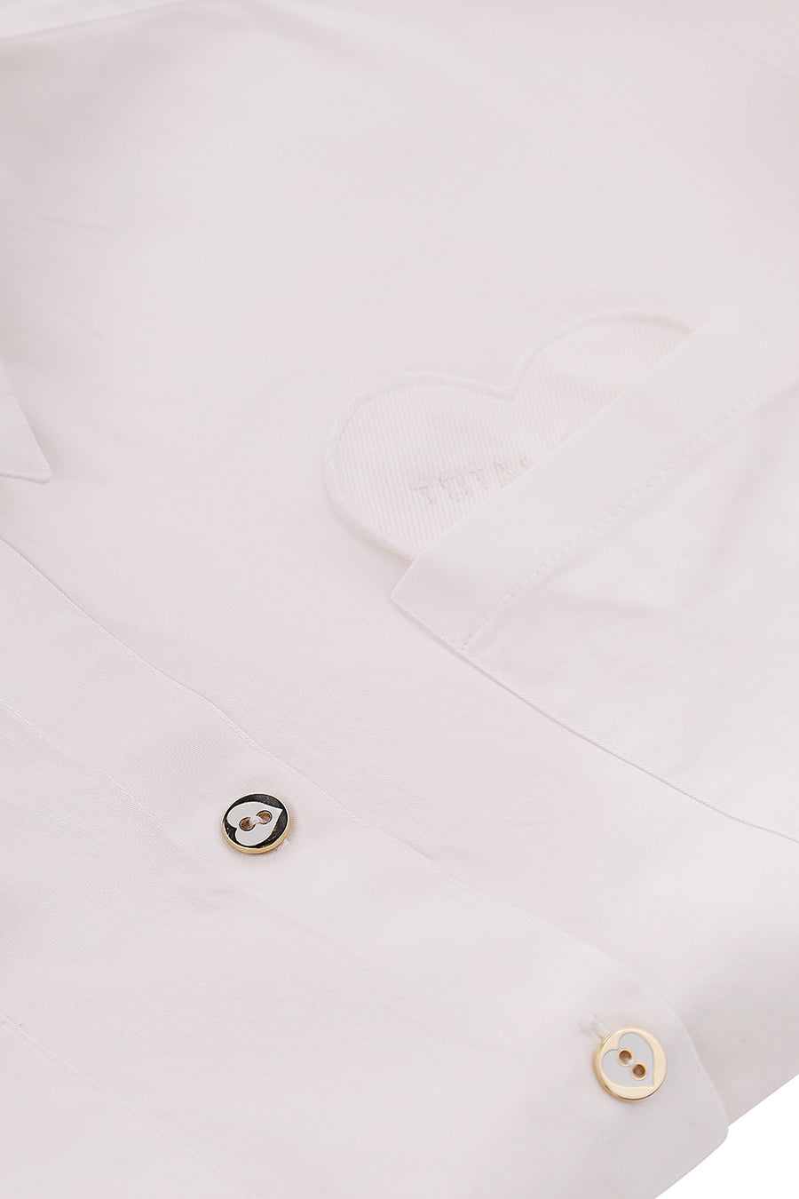 Cotton shirt with golden heart-shaped buttons