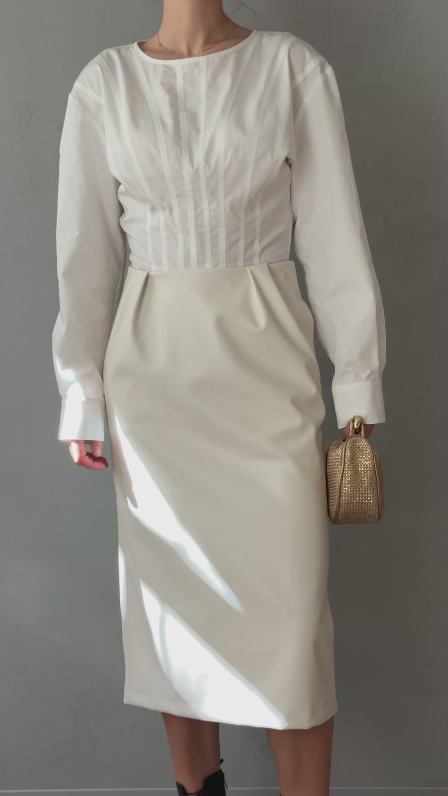 Midi eco-leather skirt