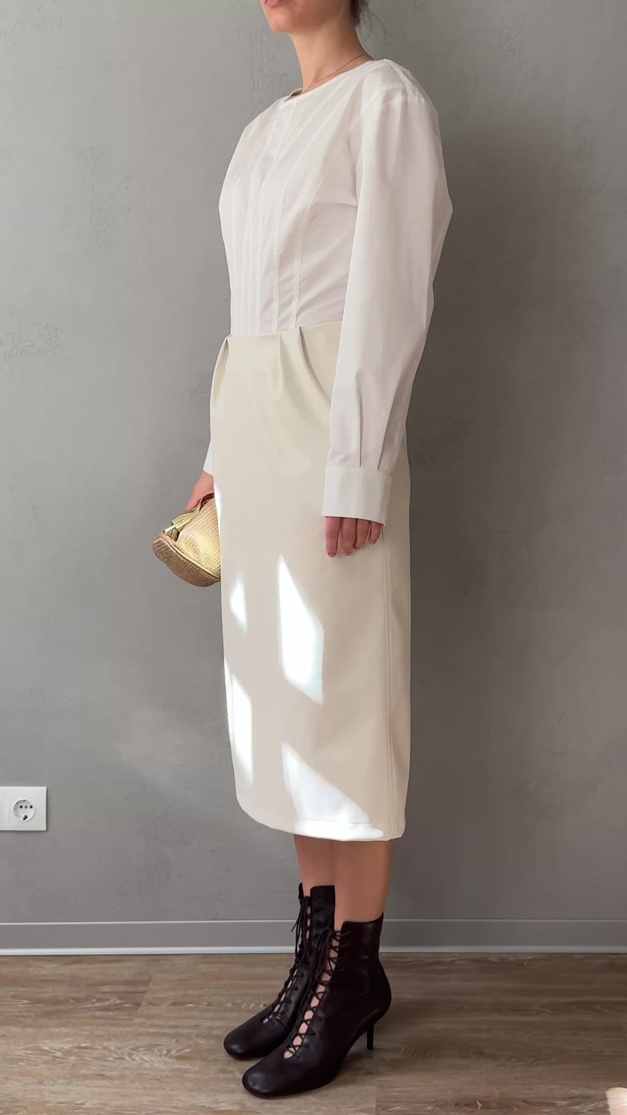 Midi eco-leather skirt